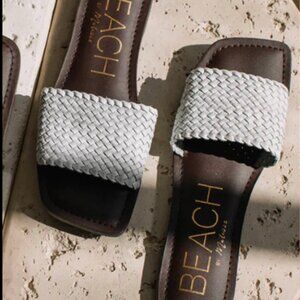 Beach by Matisse Isle Slide White Brown Sandal Sz 10